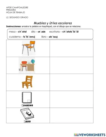 Muebles y útiles escolares