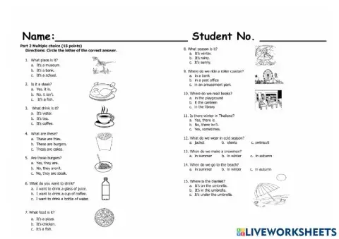 Grade 2 test multiple choice