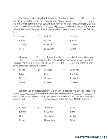 Year 6 Cloze Passage UPSR