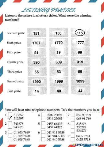 Listening practicee-names and numbers