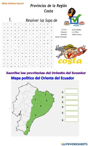 Region costa y oriente