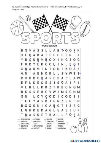 Sports: Word Hunt-Puzzle