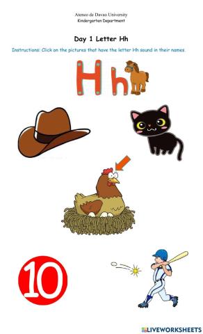 Cycle 1 Day 1 Letter Hh