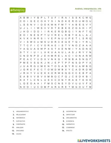 Sopa de letras: análisis, interpretación e inferencia