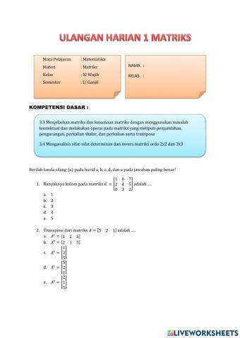 Ulangan harian matriks