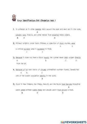 Error Identification (GAT Simulation Test 1)