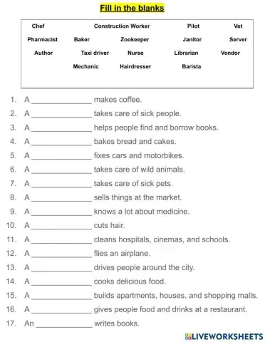Careers Fill in the Blanks