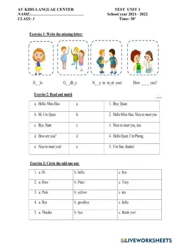 Unit 1 Hello(Av kids)