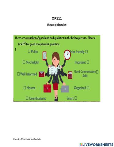 OP111 Receptionist