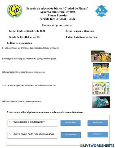 Examen primer pacial