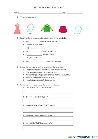 Initial evaluation 1ESO