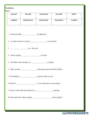 English 12-Unit 2-Vocabulary check 1