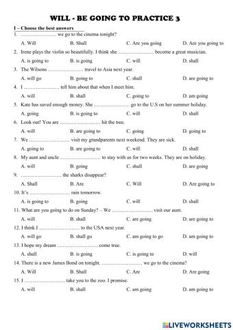 English 5 will - going to 3