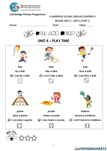 CGE Starters B- Review U4-U5-WS 1