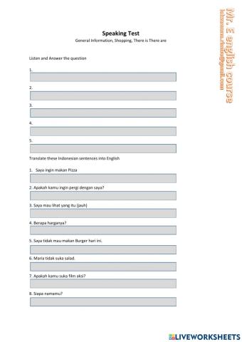 Speaking Test for Indonesian 1