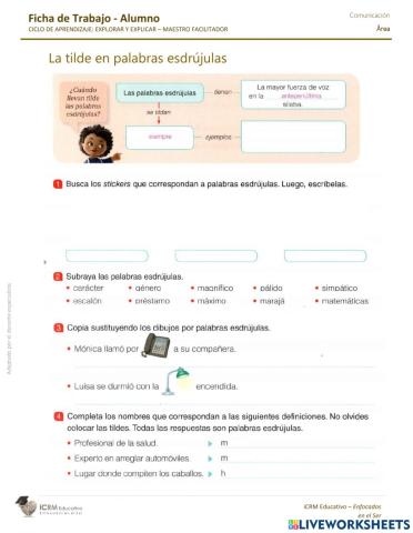 La tilde en palabras Esdrújulas