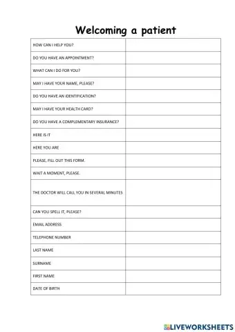welcoming a patient. Medical secretary