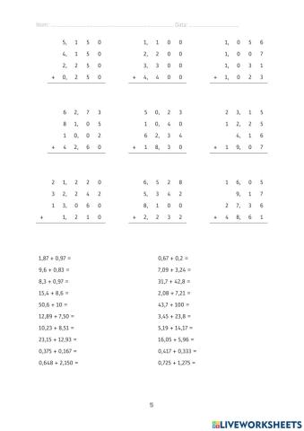 Sumes decimals 6è - 5