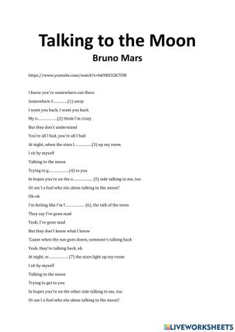 Talking to the Moon - Bruno Mars (TikTok song)