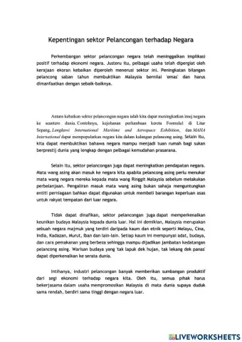 Kepentingan sektor pelancongan kepada negara