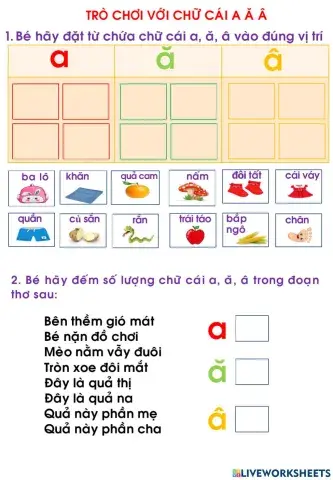 Ôn tập chữ cái a ă â