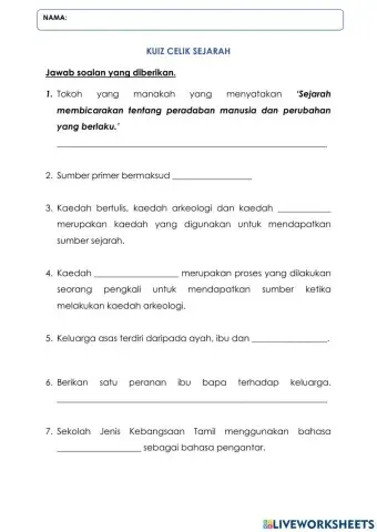 Kuiz celik sejarah tahun 4