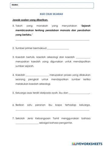 Kuiz celik sejarah tahun 4