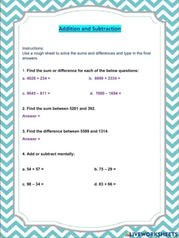 Addition and Subtraction