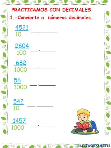 Practicando con los decimales