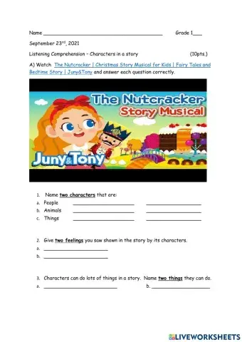 Listening Comprehension - Parts of a story (Characters)