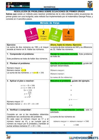M08W21 Resolución de problemas sobre ecuaciones de primer grado