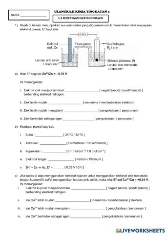 Kimia T5 Keupayaan Elektrod Piawai