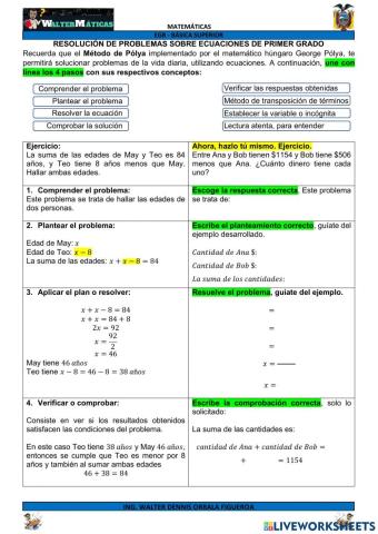 M08W22 Resolución de problemas sobre ecuaciones de primer grado