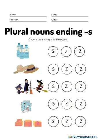 Phonics plural nouns ending -s