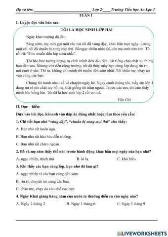 Phiếu ôn Tiếng Việt tuần 1