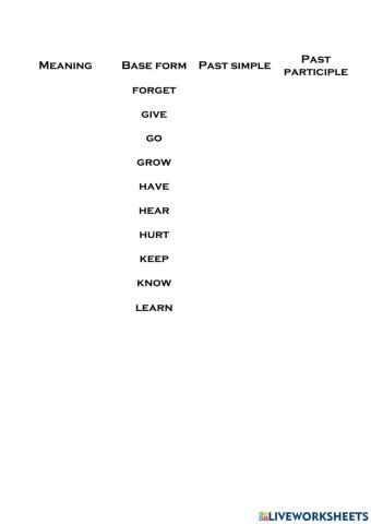 Irregular verbs 2
