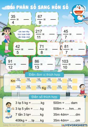 Đổi phân số sang hỗn số