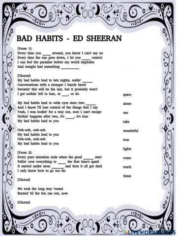 Bad habits - Ed Sheeran