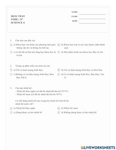 Kiem tra mon khoa hoc 15'