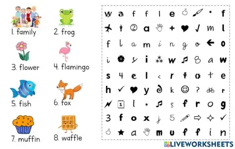 Word Search Letter F