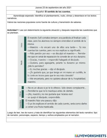 Comprensión de textos narrativos