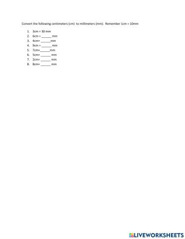 Millimeters to Centimeters