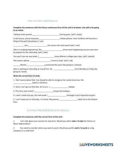 Future continuous-Preferences