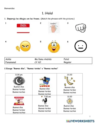 Bienvenidos-worksheet1