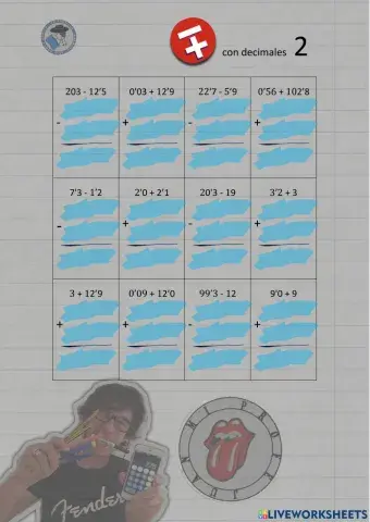 Sumas y restas con decimales 2
