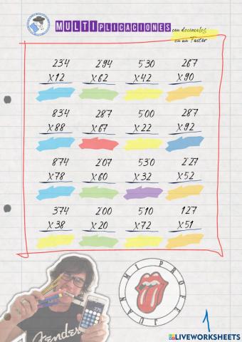 Multiplicaciones con decimales en un factor