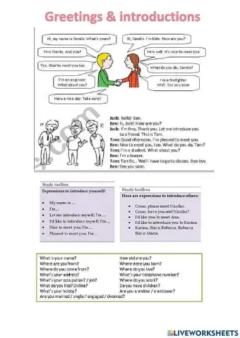 Introductions and personal information