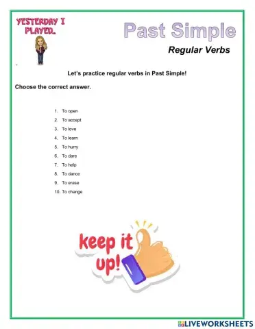Past Simple - Regular Verbs 1-10