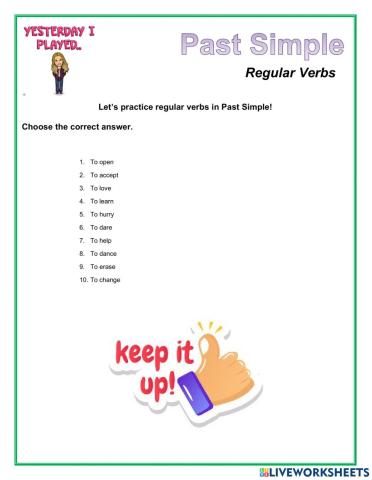 Past Simple - Regular Verbs 1-10
