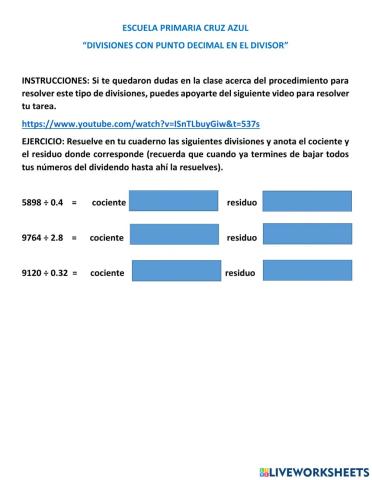 Divisiones con punto decimal en el divisor